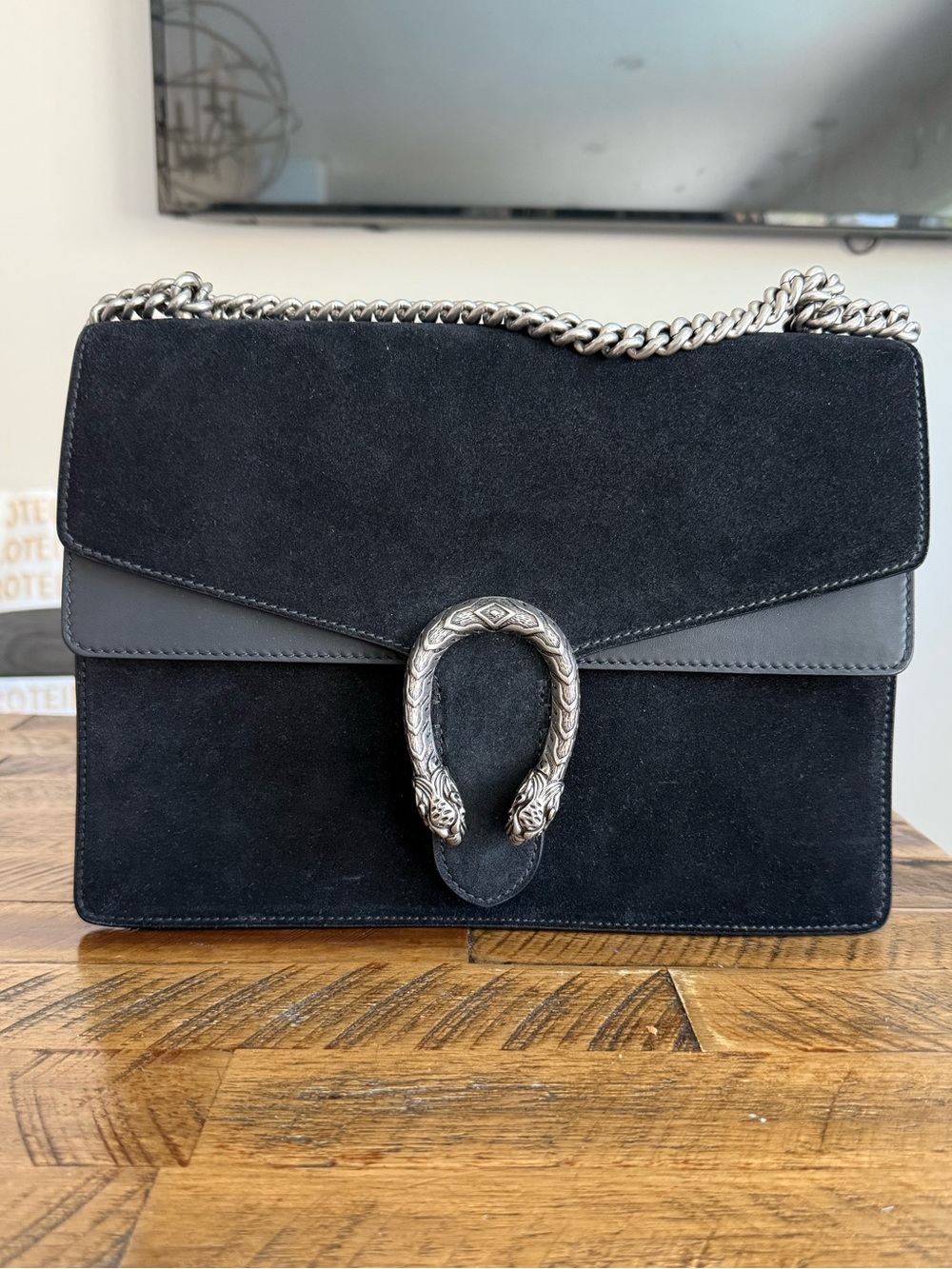 Gucci Dionysus Medium Black Suede Purse